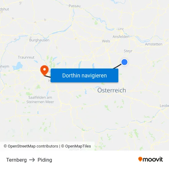 Ternberg to Piding map