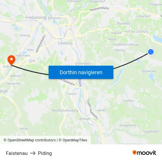 Faistenau to Piding map