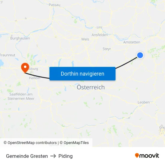 Gemeinde Gresten to Piding map