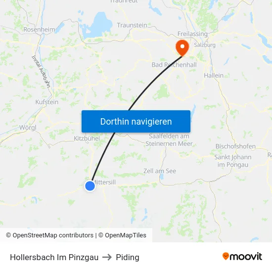 Hollersbach Im Pinzgau to Piding map