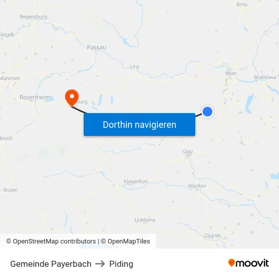 Gemeinde Payerbach to Piding map