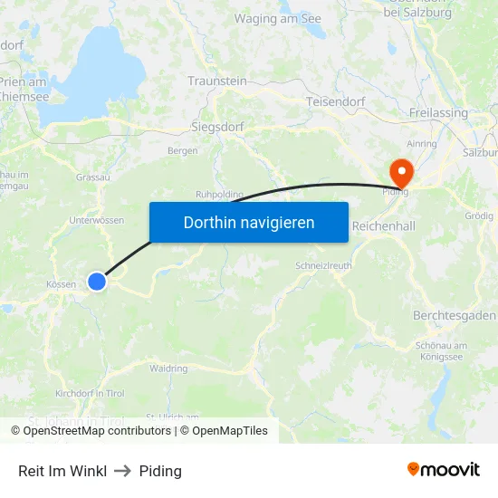 Reit Im Winkl to Piding map