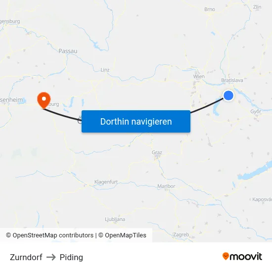 Zurndorf to Piding map
