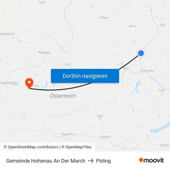 Gemeinde Hohenau An Der March to Piding map