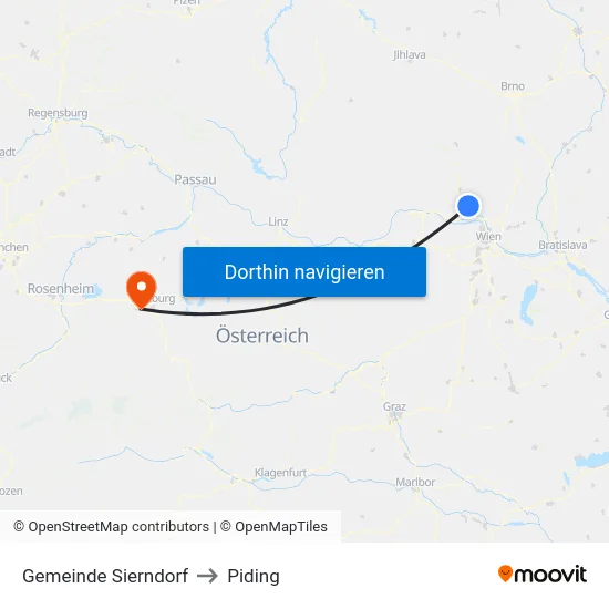 Gemeinde Sierndorf to Piding map