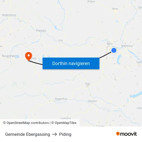 Gemeinde Ebergassing to Piding map
