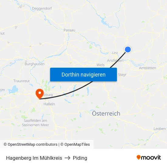 Hagenberg Im Mühlkreis to Piding map