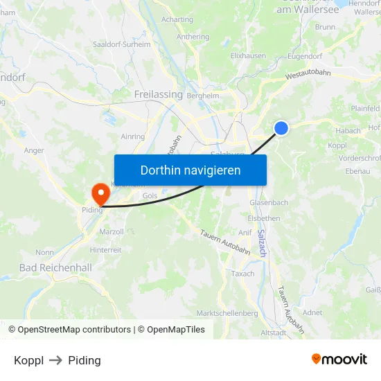 Koppl to Piding map