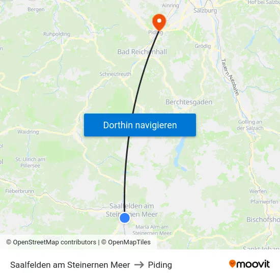Saalfelden am Steinernen Meer to Piding map