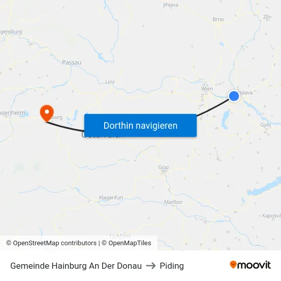 Gemeinde Hainburg An Der Donau to Piding map