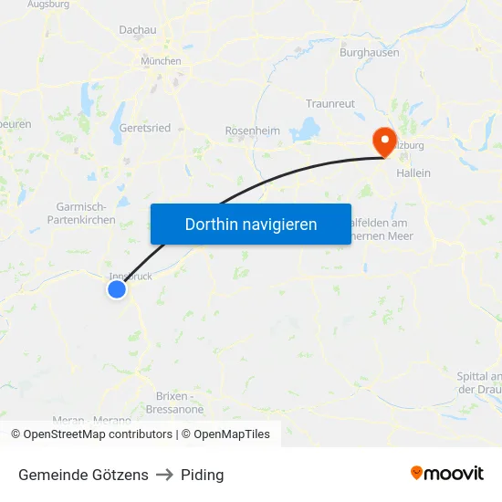 Gemeinde Götzens to Piding map