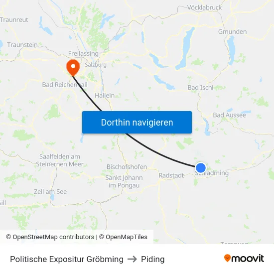 Politische Expositur Gröbming to Piding map