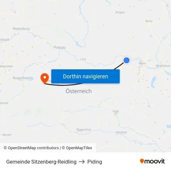 Gemeinde Sitzenberg-Reidling to Piding map