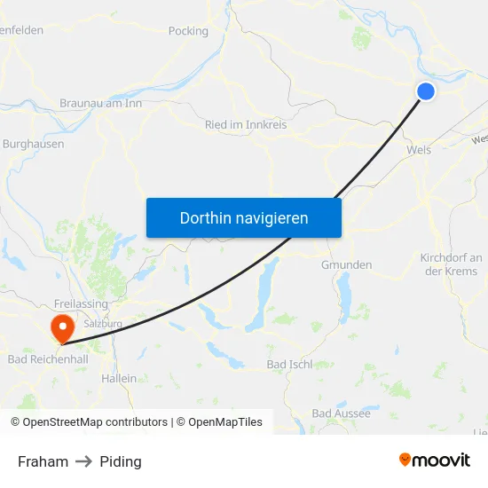 Fraham to Piding map