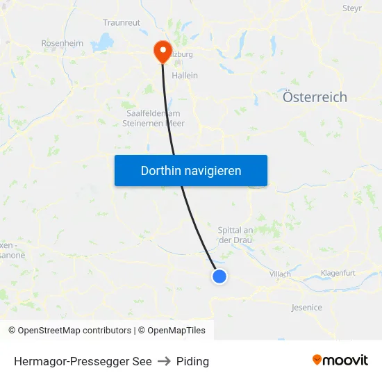 Hermagor-Pressegger See to Piding map