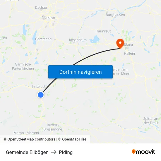 Gemeinde Ellbögen to Piding map