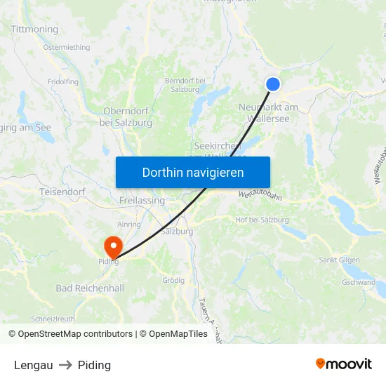 Lengau to Piding map