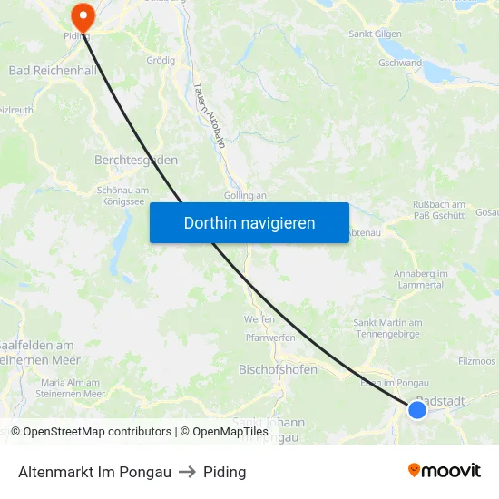 Altenmarkt Im Pongau to Piding map