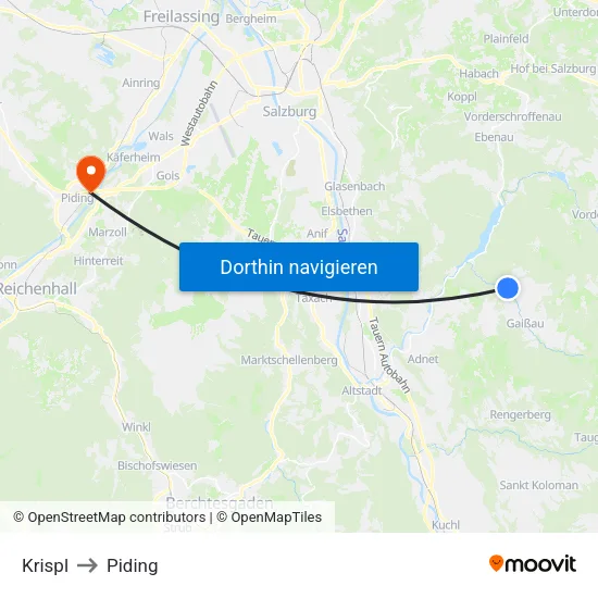 Krispl to Piding map