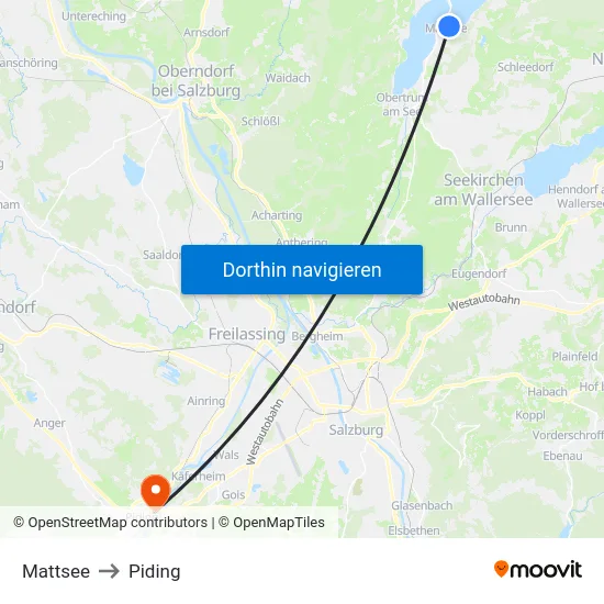 Mattsee to Piding map
