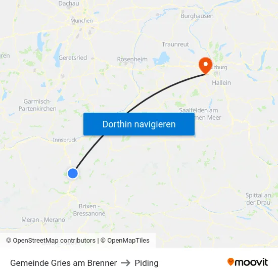 Gemeinde Gries am Brenner to Piding map