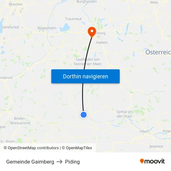 Gemeinde Gaimberg to Piding map