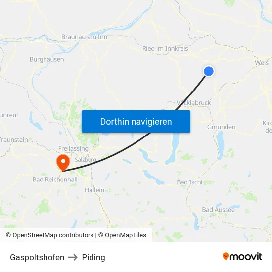 Gaspoltshofen to Piding map