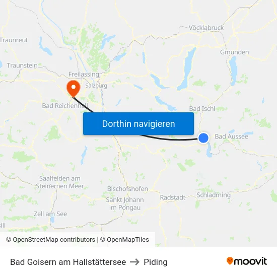 Bad Goisern am Hallstättersee to Piding map