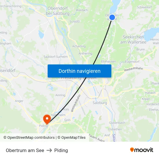 Obertrum am See to Piding map