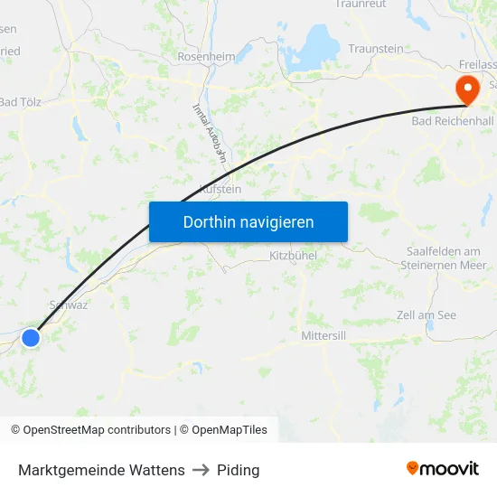 Marktgemeinde Wattens to Piding map