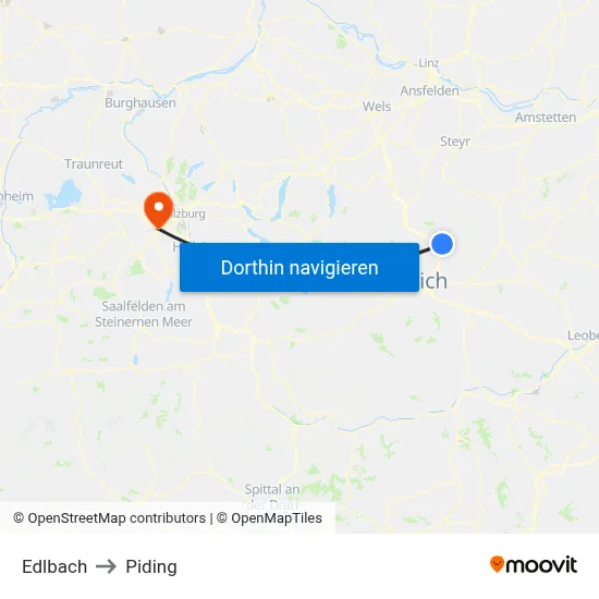 Edlbach to Piding map