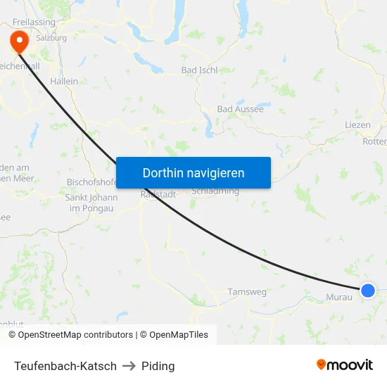 Teufenbach-Katsch to Piding map