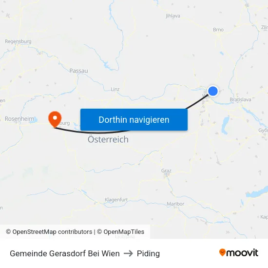 Gemeinde Gerasdorf Bei Wien to Piding map