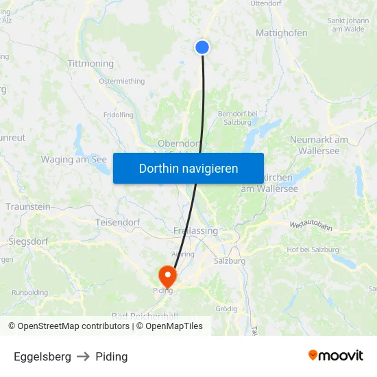 Eggelsberg to Piding map
