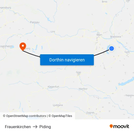 Frauenkirchen to Piding map