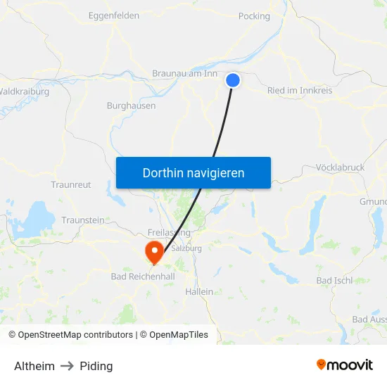 Altheim to Piding map