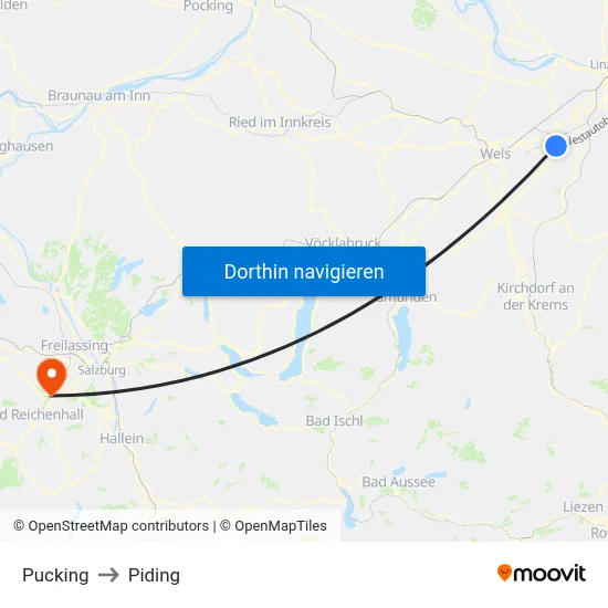 Pucking to Piding map