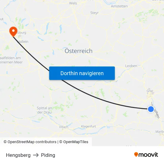 Hengsberg to Piding map