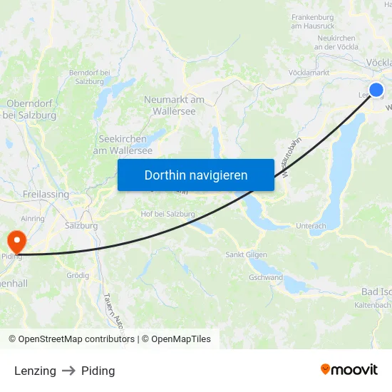 Lenzing to Piding map