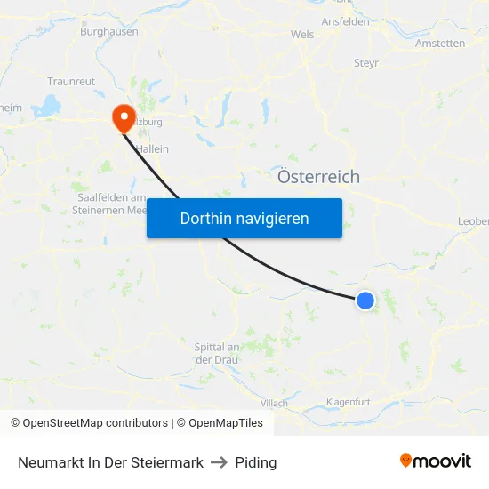 Neumarkt In Der Steiermark to Piding map