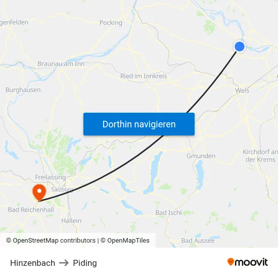 Hinzenbach to Piding map