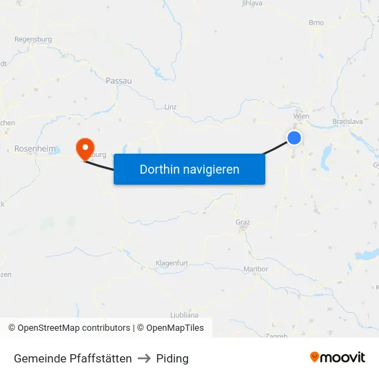 Gemeinde Pfaffstätten to Piding map