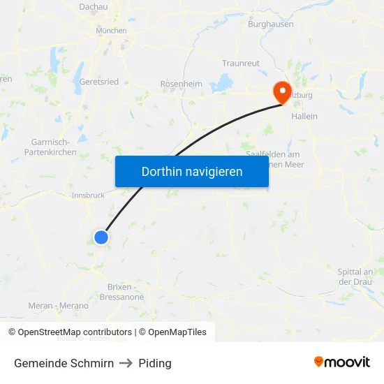Gemeinde Schmirn to Piding map