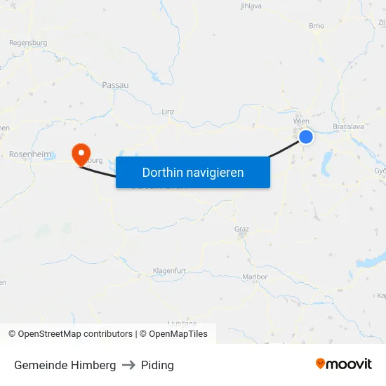 Gemeinde Himberg to Piding map