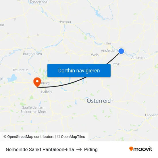 Gemeinde Sankt Pantaleon-Erla to Piding map