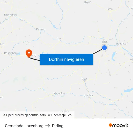 Gemeinde Laxenburg to Piding map