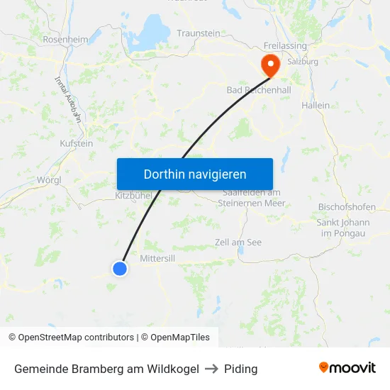 Gemeinde Bramberg am Wildkogel to Piding map