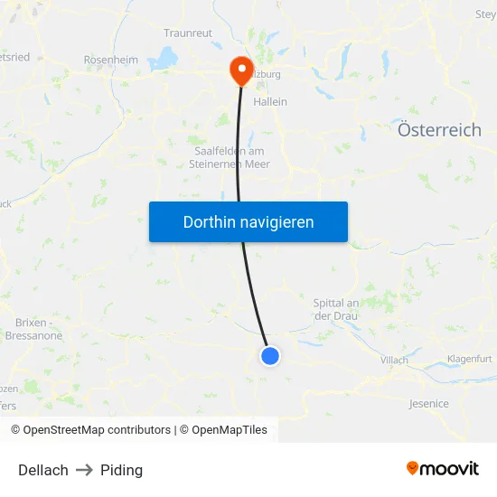 Dellach to Piding map