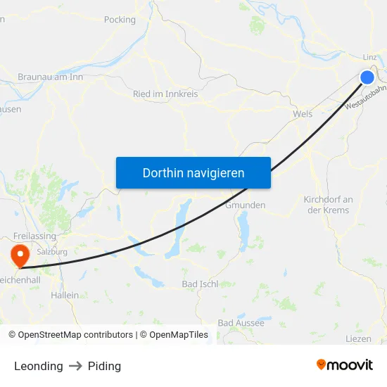 Leonding to Piding map