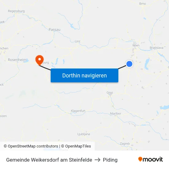 Gemeinde Weikersdorf am Steinfelde to Piding map